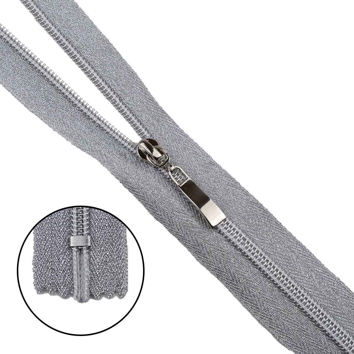 Молния декоративная "спираль" тип 5 н/р 20 см (тесьма и звено-серебро)