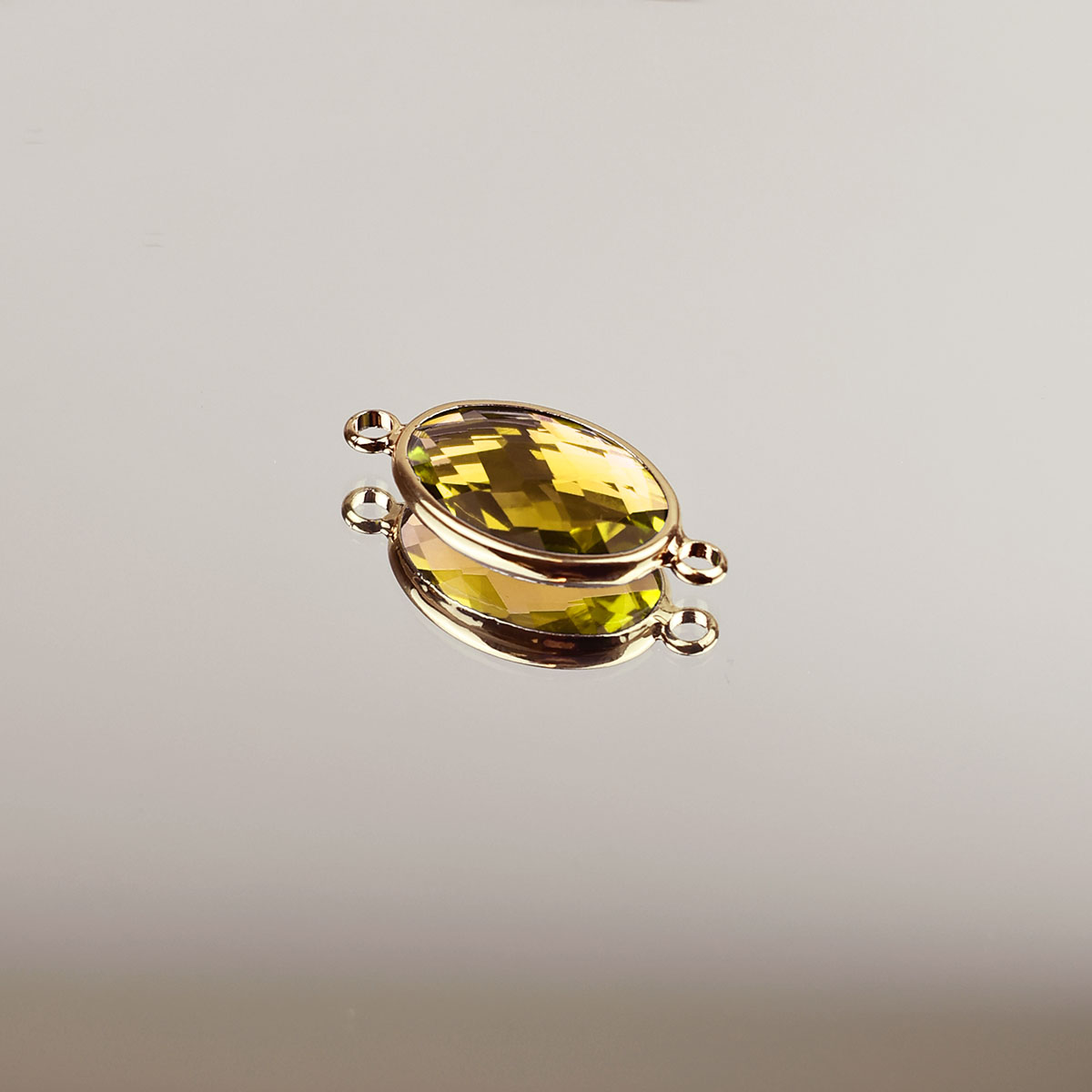 Подвеска (соединитель для бижутерии) (уп. 10шт) овал прозрачный 13*18 мм 018 желтый