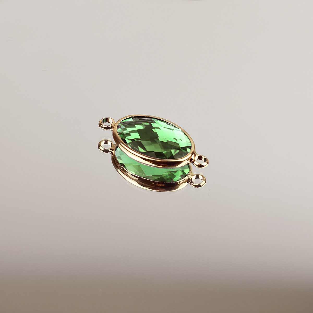 Подвеска (соединитель для бижутерии) (уп. 10шт) овал прозрачный 13*18 мм 008 салатовый