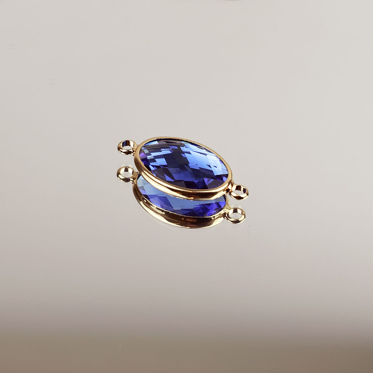 Подвеска (соединитель для бижутерии) (уп. 10шт) овал прозрачный 13*18 мм 022 синий