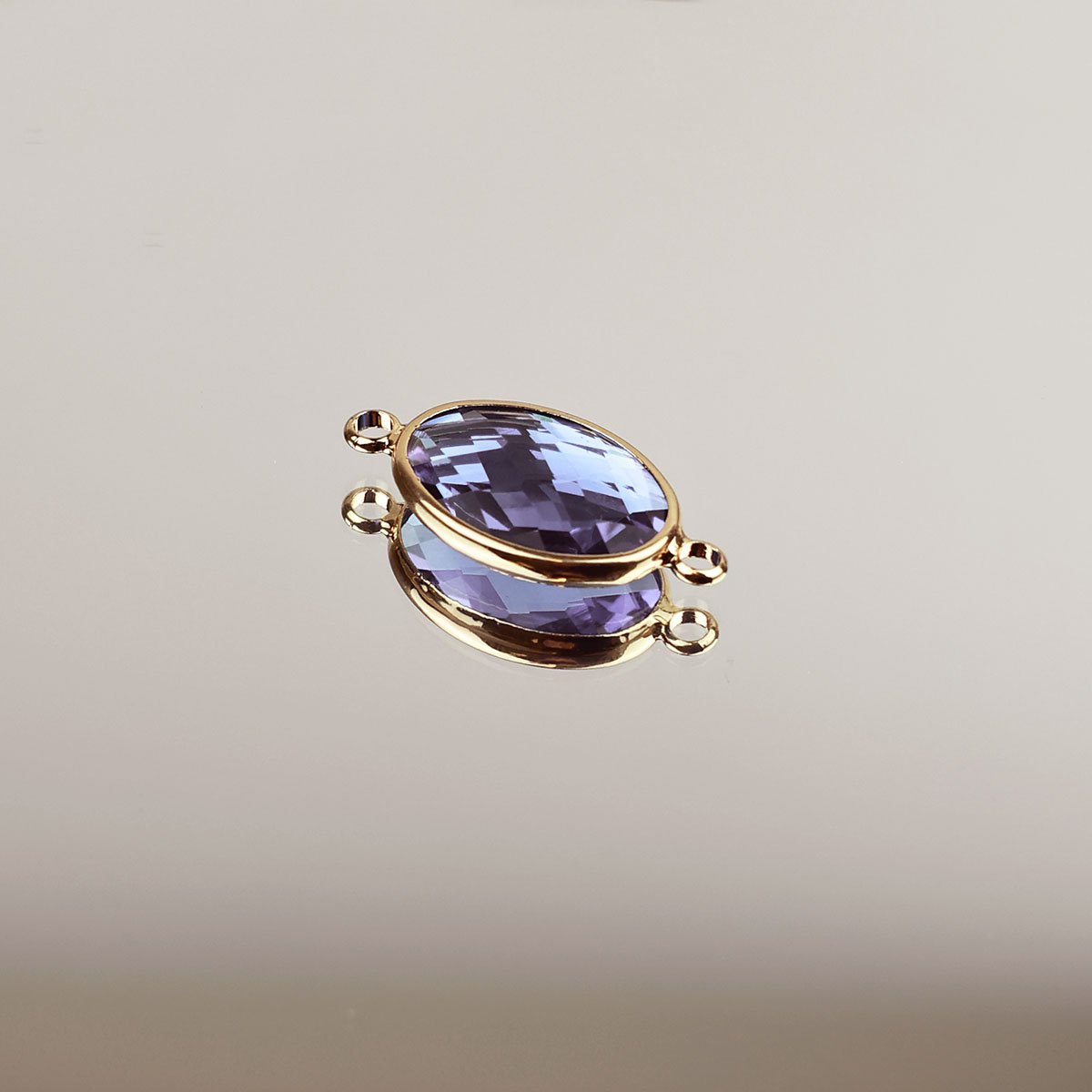 Подвеска (соединитель для бижутерии) (уп. 10шт) овал прозрачный 13*18 мм 013 голубой