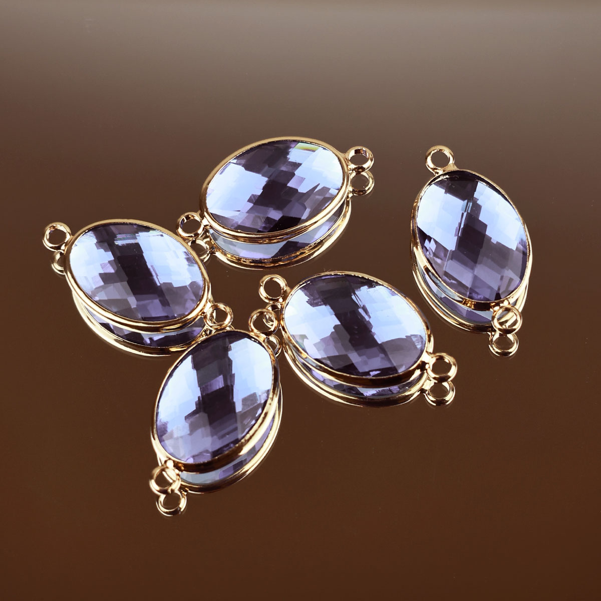 Подвеска (соединитель для бижутерии) (уп. 10шт) овал прозрачный 13*18 мм 013 голубой