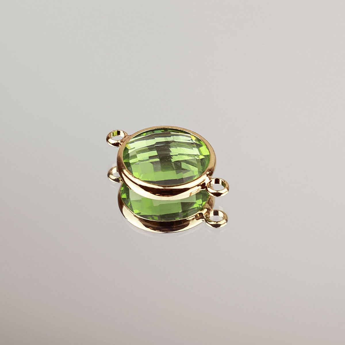 Подвеска (соединитель для бижутерии) (уп. 10шт) круг прозрачный d 14 мм 008 салатовый