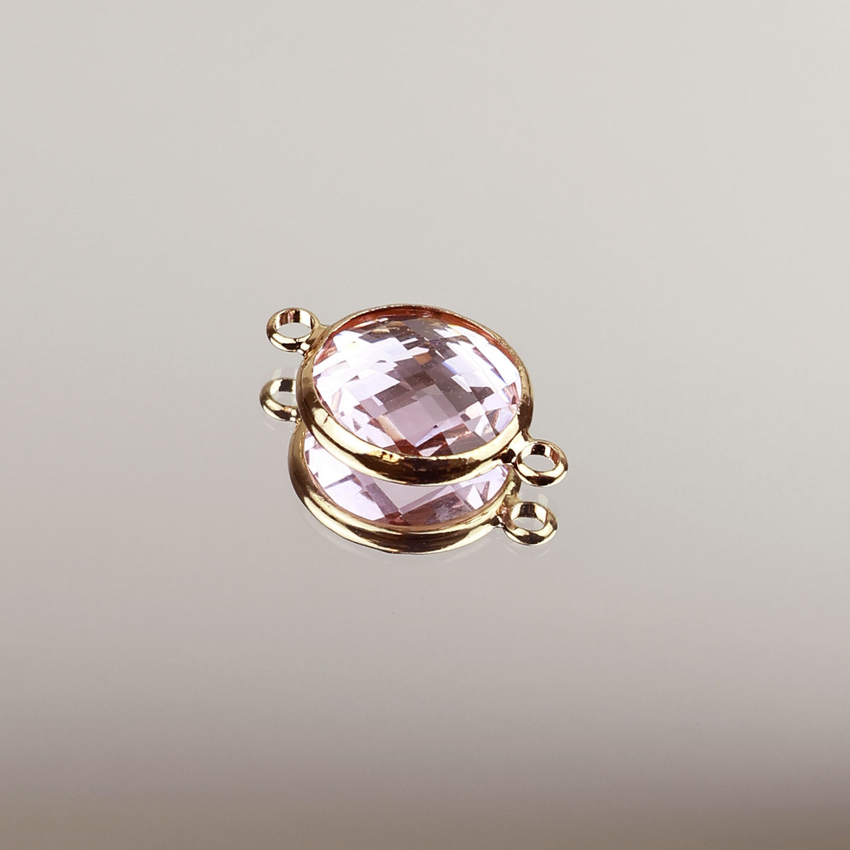 Подвеска (соединитель для бижутерии) (уп. 10шт) круг прозрачный d 14 мм 009 розовый