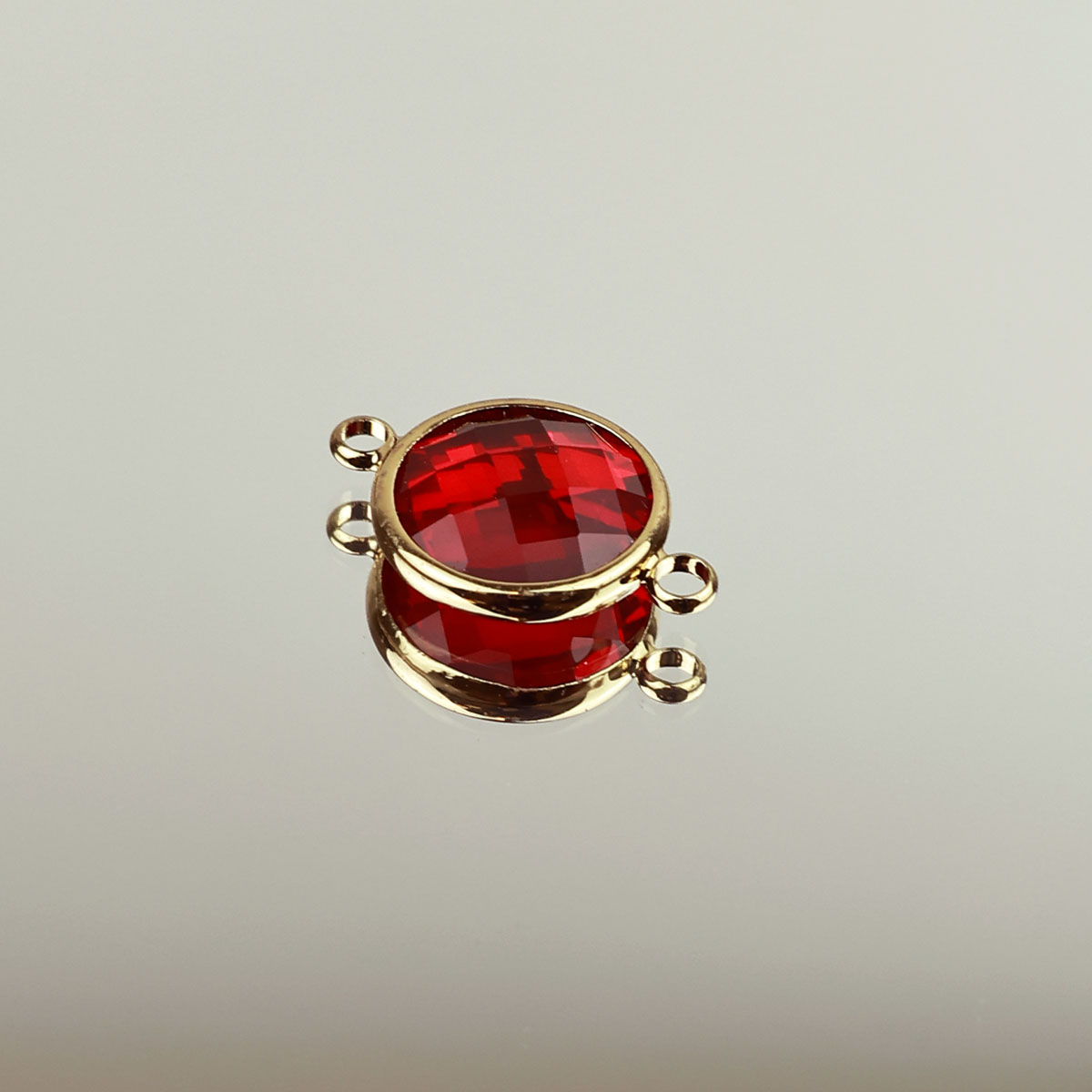 Подвеска (соединитель для бижутерии) (уп. 10шт) круг прозрачный d 14 мм 011 красный