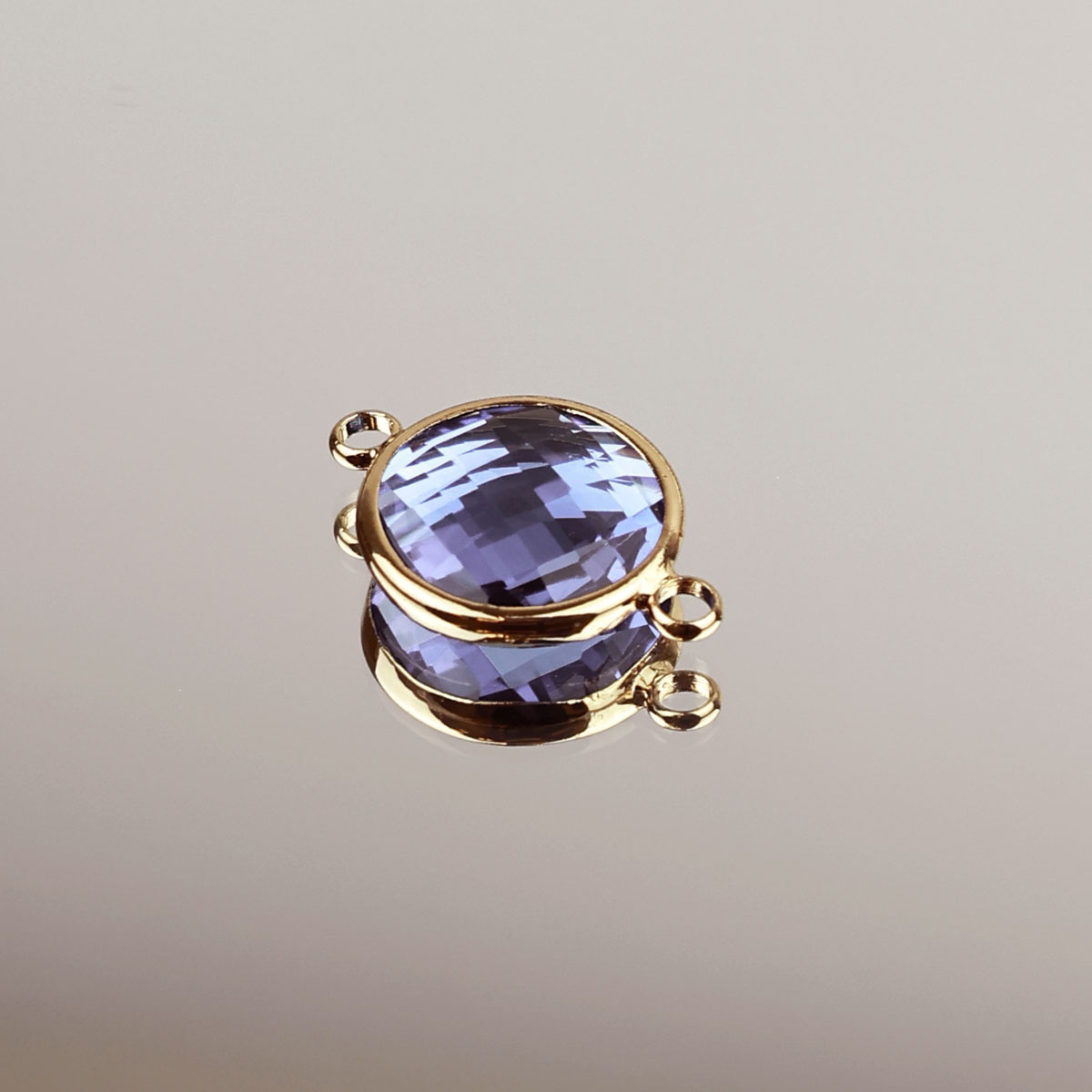 Подвеска (соединитель для бижутерии) (уп. 10шт) круг прозрачный d 14 мм 013 голубой