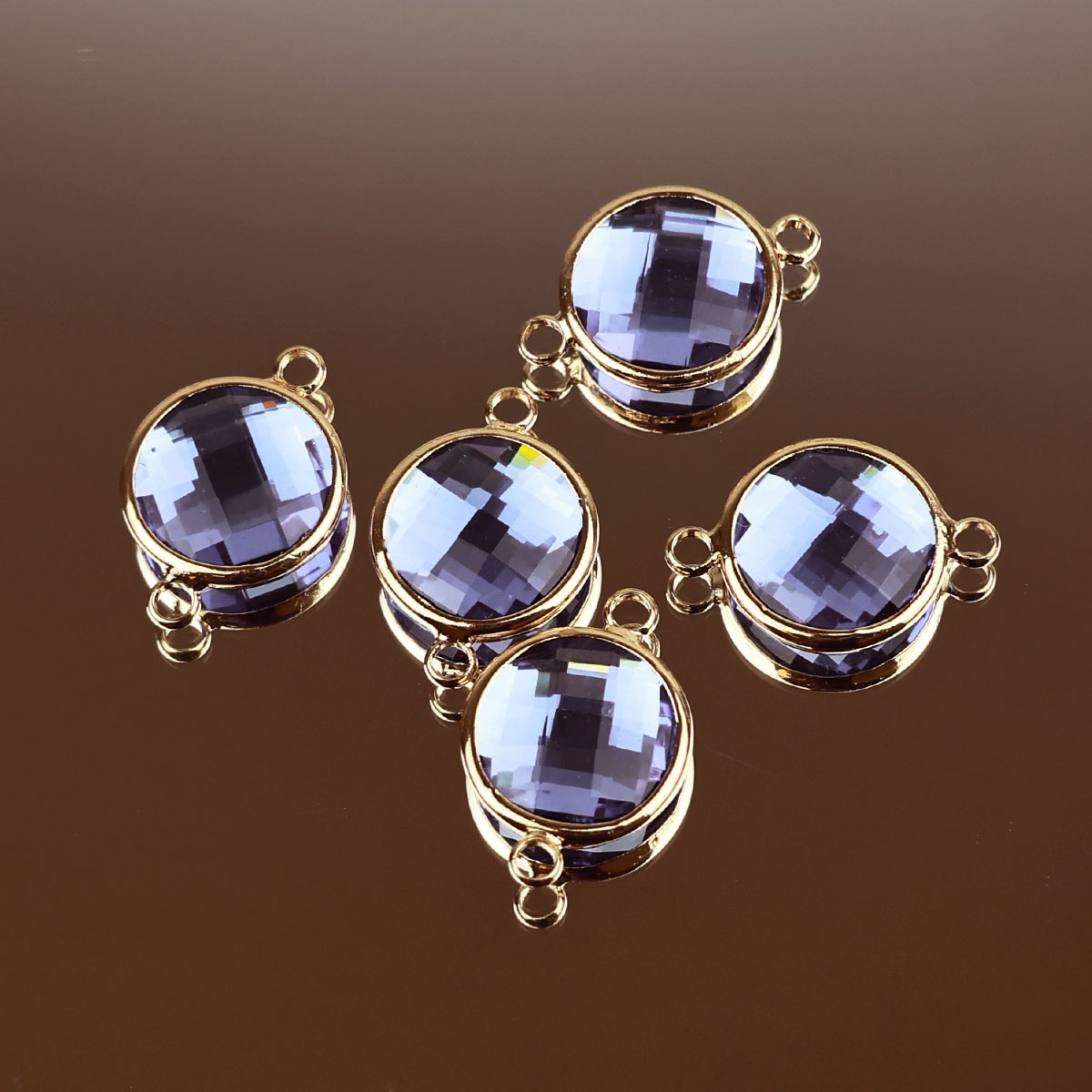 Подвеска (соединитель для бижутерии) (уп. 10шт) круг прозрачный d 14 мм 013 голубой