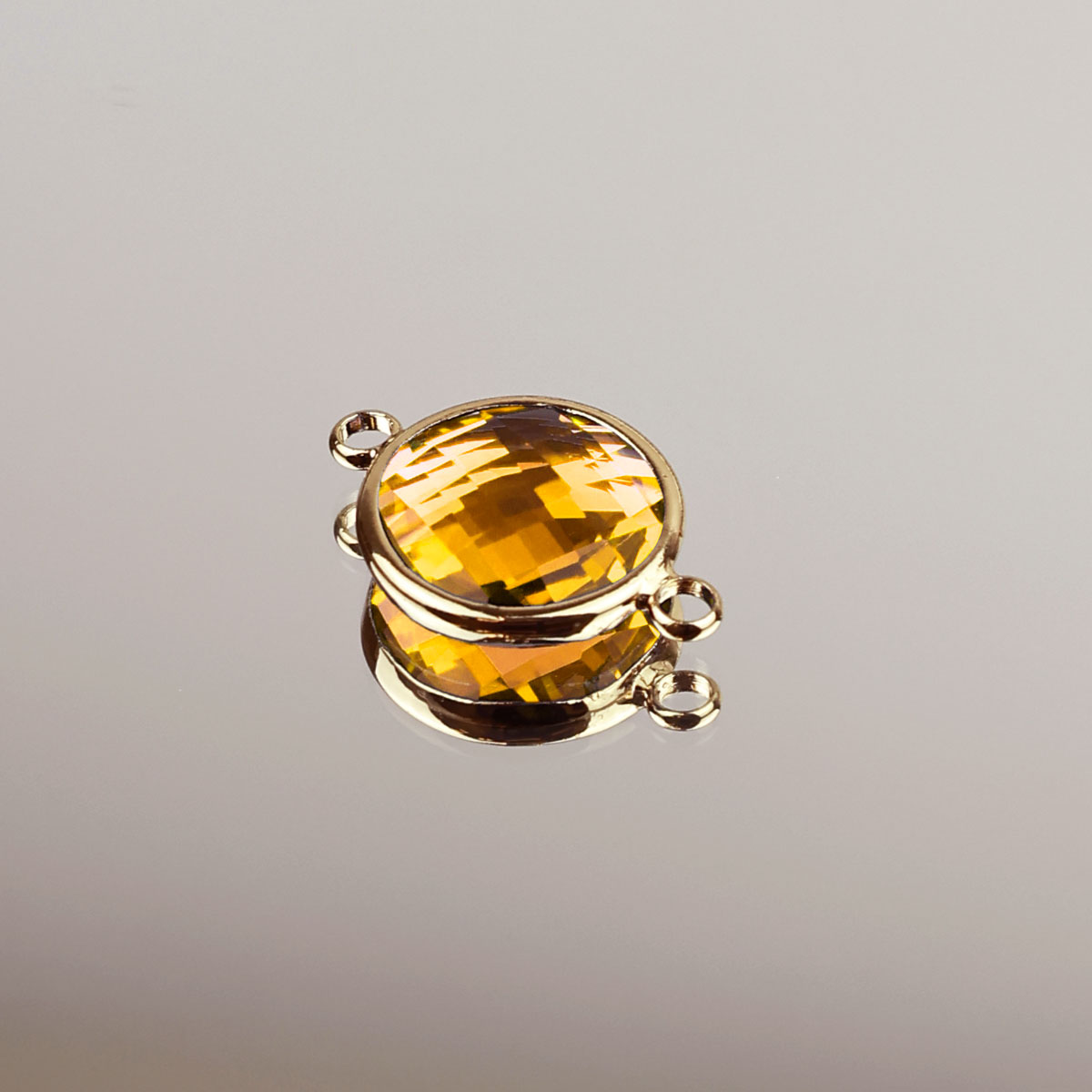 Подвеска (соединитель для бижутерии) (уп. 10шт) круг прозрачный d 14 мм 018 желтый