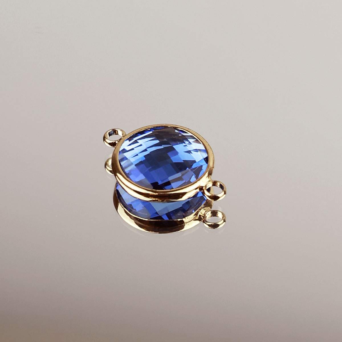 Подвеска (соединитель для бижутерии) (уп. 10шт) круг прозрачный d 14 мм 022 синий