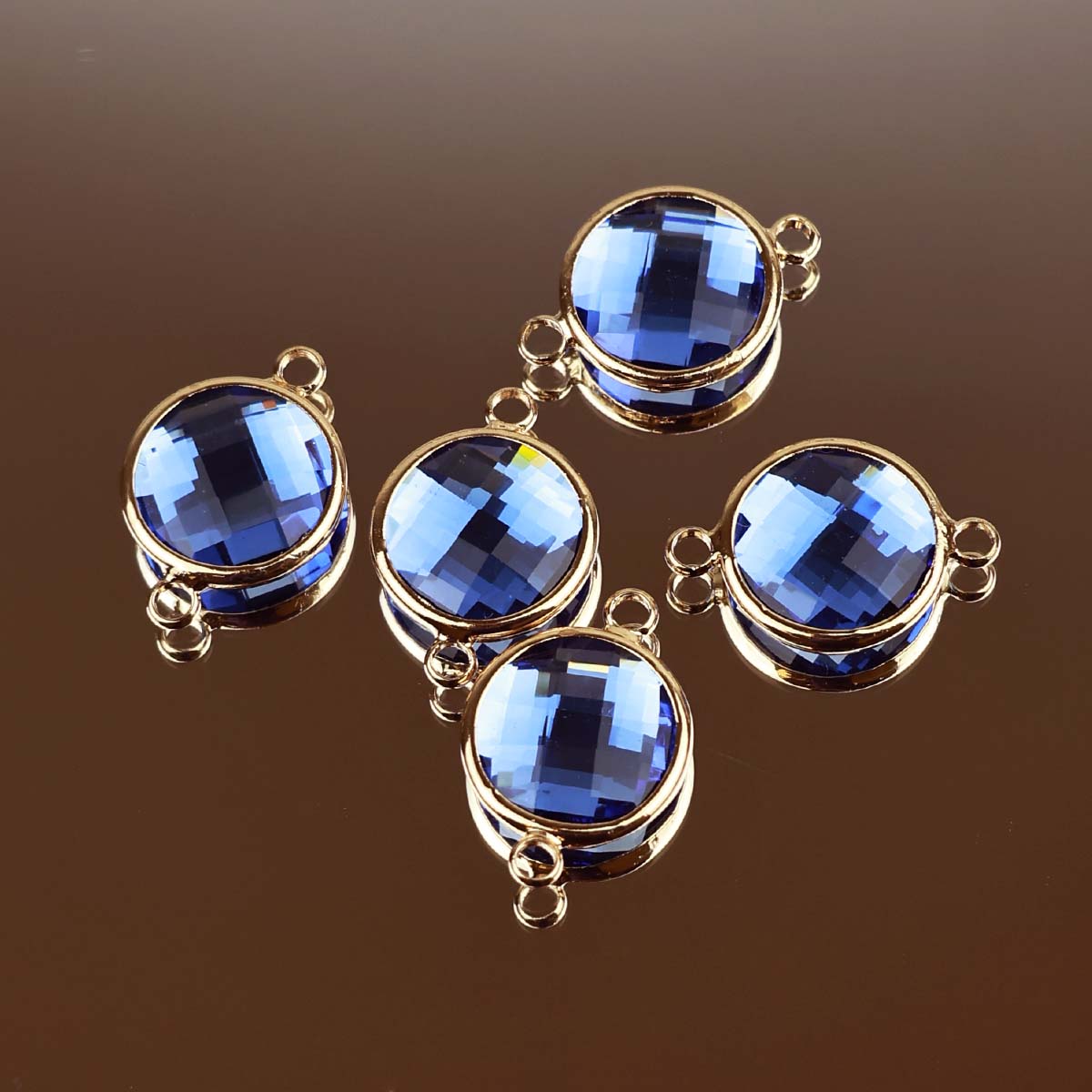 Подвеска (соединитель для бижутерии) (уп. 10шт) круг прозрачный d 14 мм 022 синий