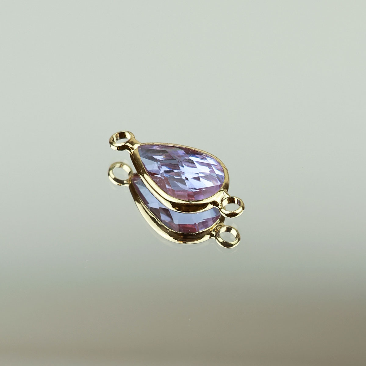 Подвеска (соединитель для бижутерии) (уп. 10шт) капля прозрачная 10*14 мм 013 голубой