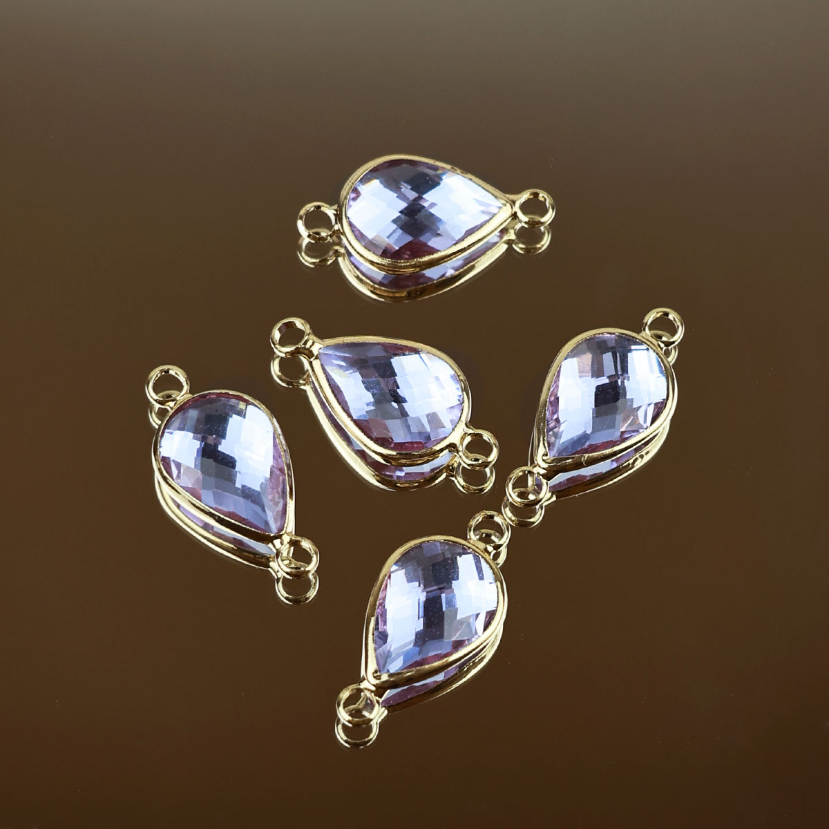 Подвеска (соединитель для бижутерии) (уп. 10шт) капля прозрачная 10*14 мм 013 голубой