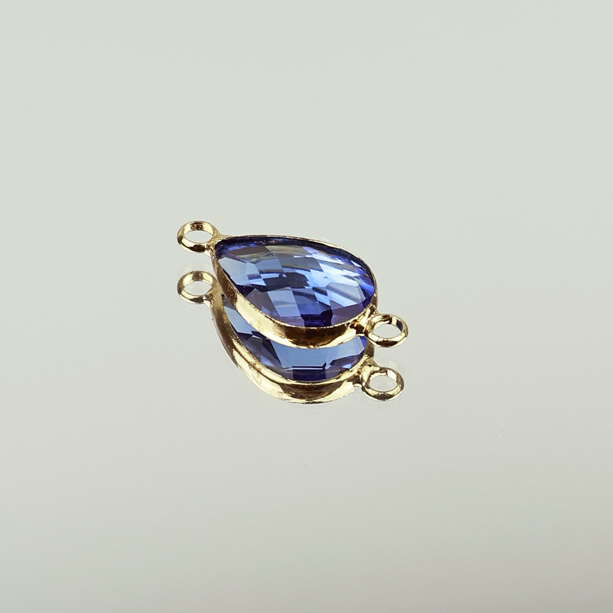 Подвеска (соединитель для бижутерии) (уп. 10шт) капля прозрачная 10*14 мм 022 синий
