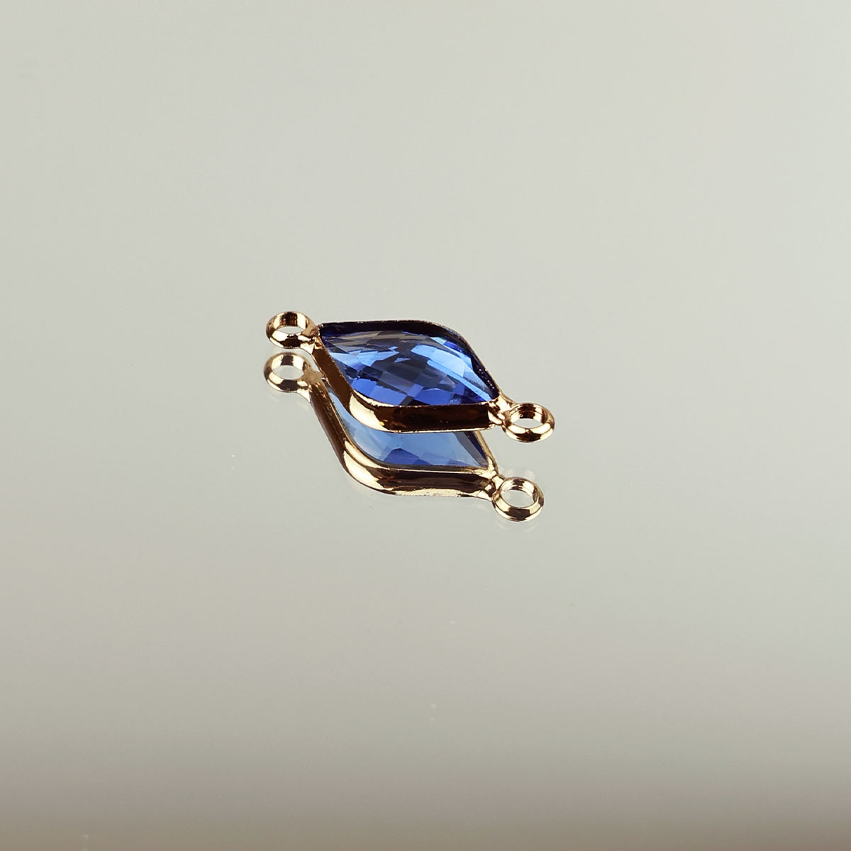 Подвеска (соединитель для бижутерии) (уп. 10шт) ромб прозрачный 10*14 мм 022 синий