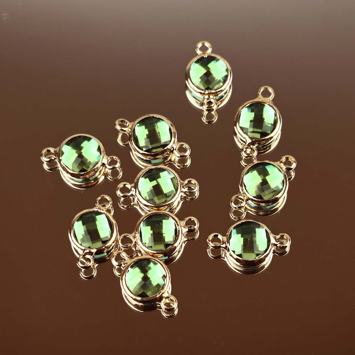 Подвеска (соединитель для бижутерии) (уп. 10шт) круг прозрачный d 8 мм 008 салатовый