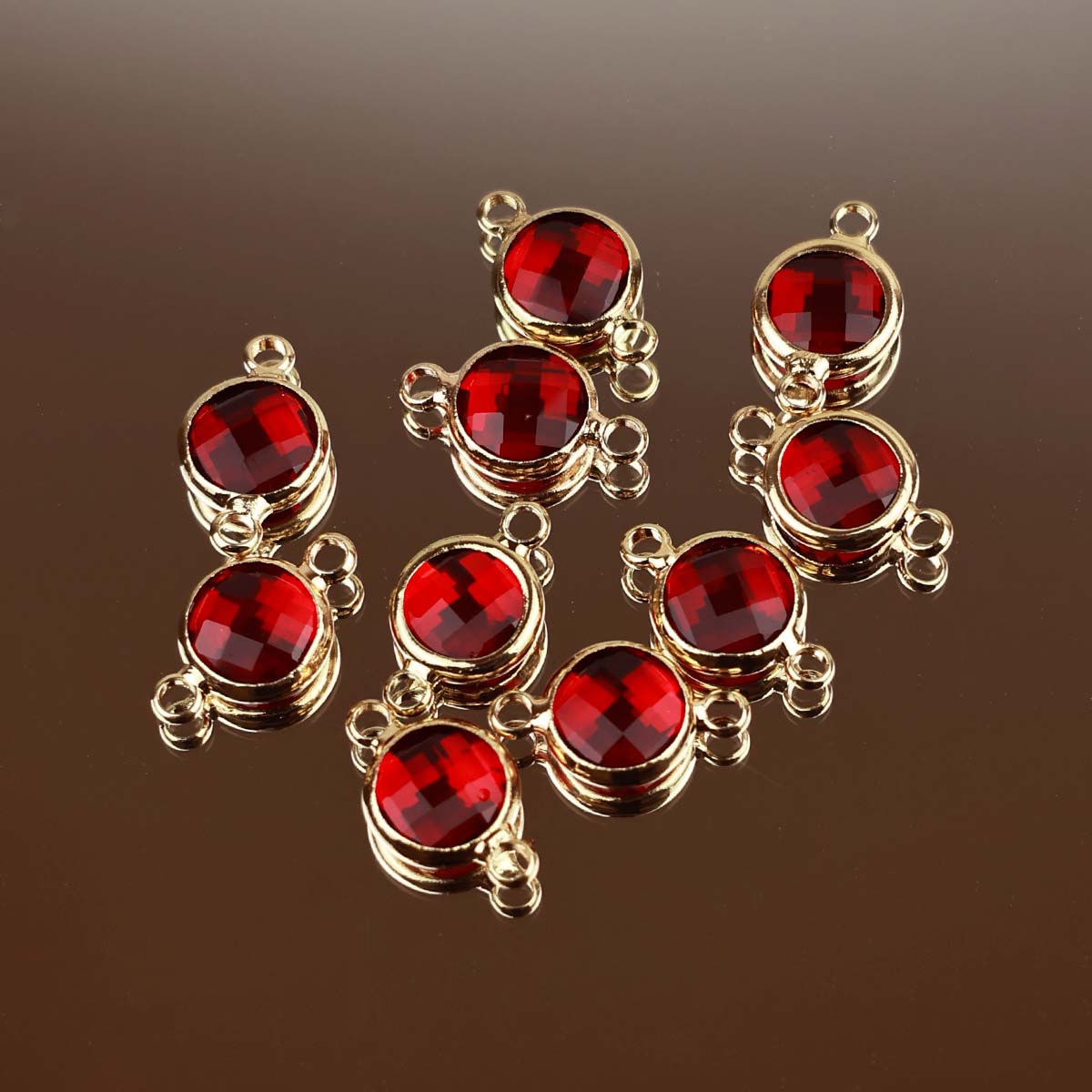 Подвеска (соединитель для бижутерии) (уп. 10шт) круг прозрачный d 8 мм 011 красный