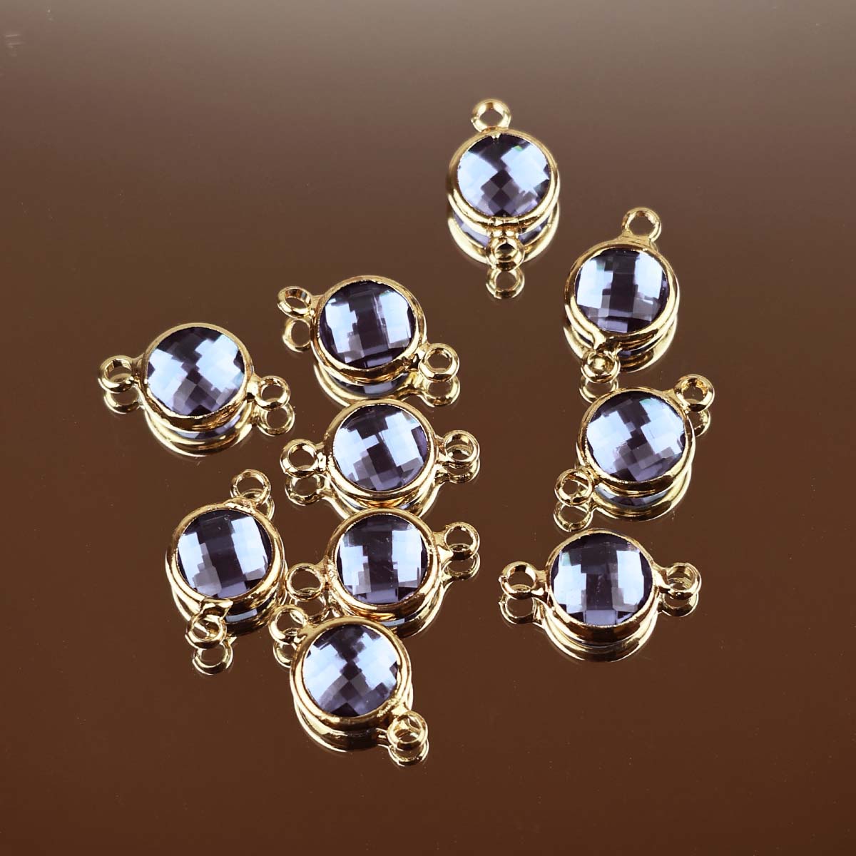 Подвеска (соединитель для бижутерии) (уп. 10шт) круг прозрачный d 8 мм 013 голубой