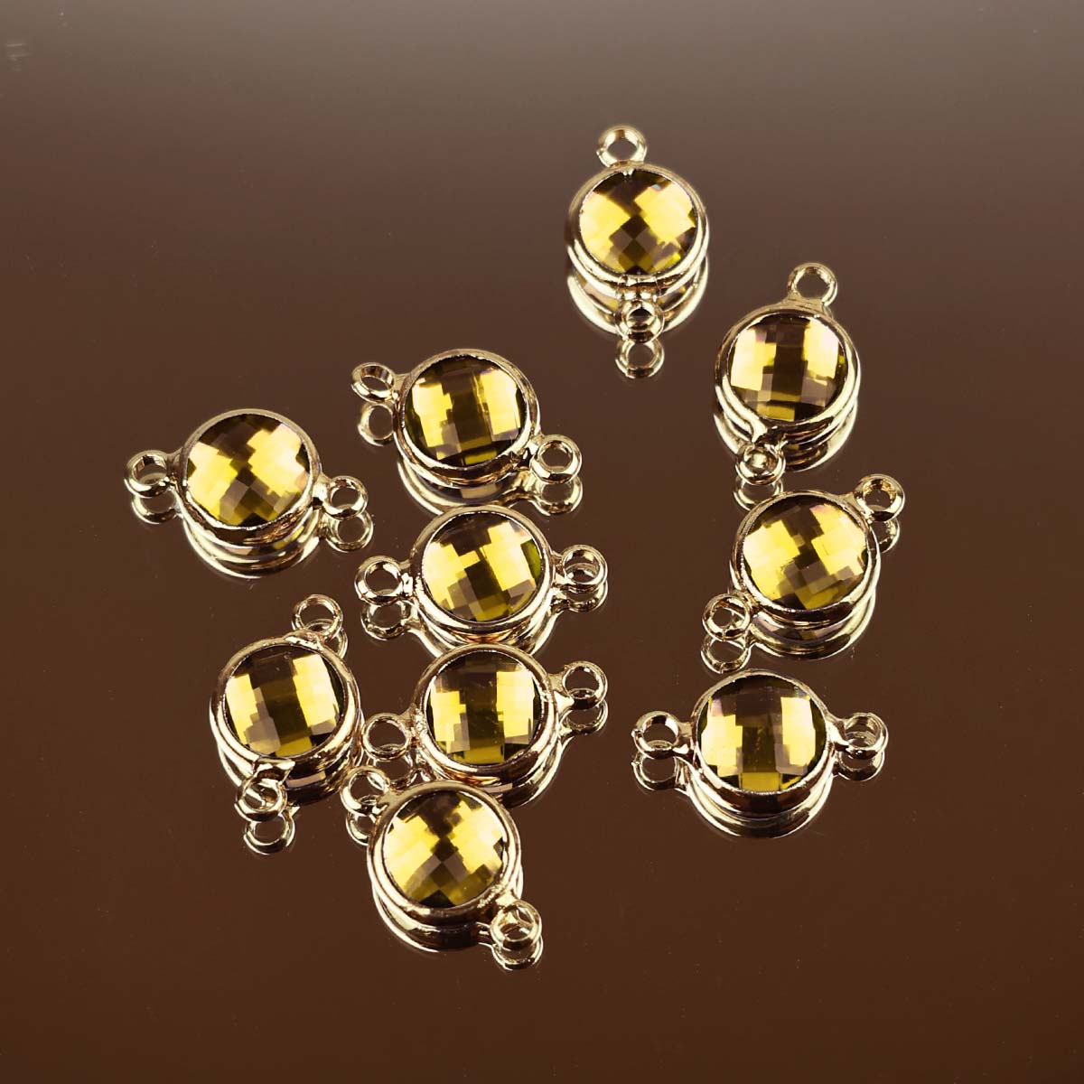 Подвеска (соединитель для бижутерии) (уп. 10шт) круг прозрачный d 8 мм 018 желтый