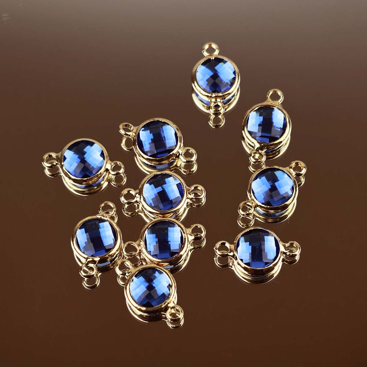 Подвеска (соединитель для бижутерии) (уп. 10шт) круг прозрачный d 8 мм 022 синий