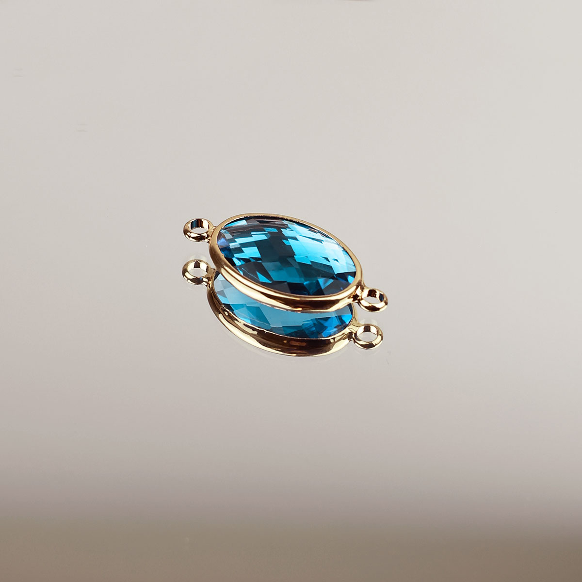 Подвеска (соединитель для бижутерии) (уп. 10шт) овал прозрачный 13*18 мм бирюза