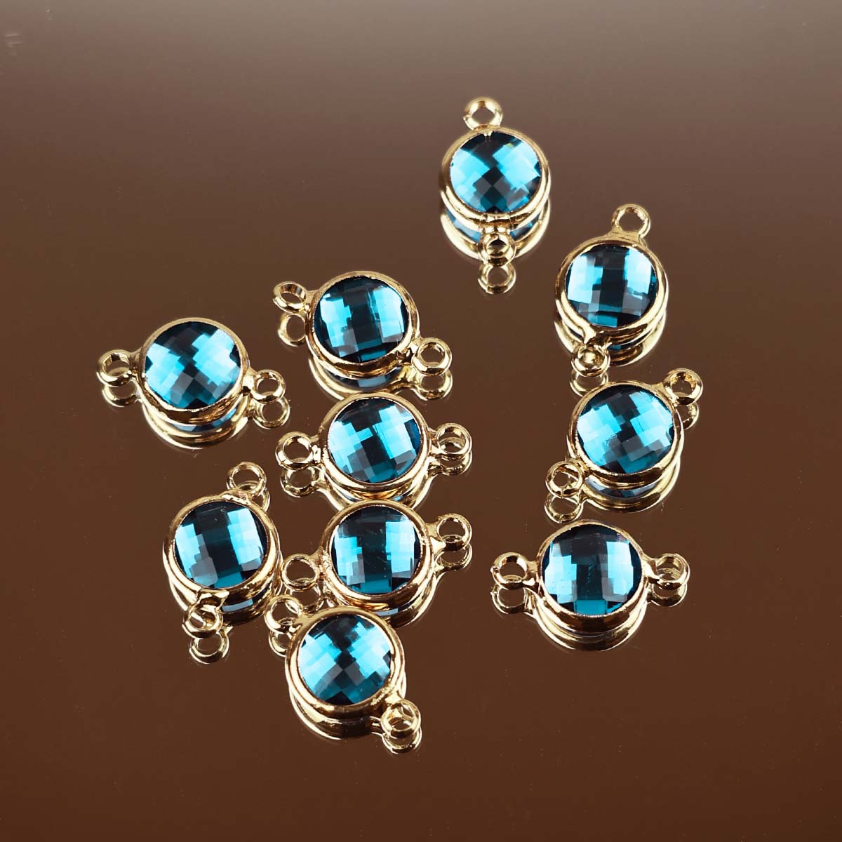 Подвеска (соединитель для бижутерии) (уп. 10шт) круг прозрачный d 8 мм бирюза