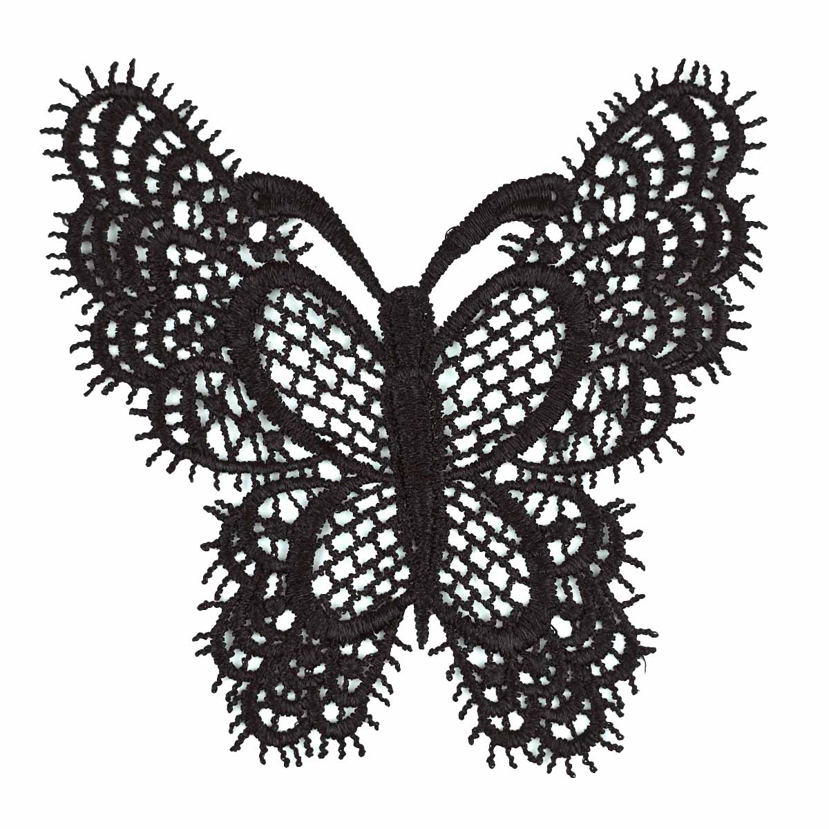 Вставка кружевная (аппликация) (уп. 2 шт) 16,5*14 см &quot;Бабочка&quot; белая,черная