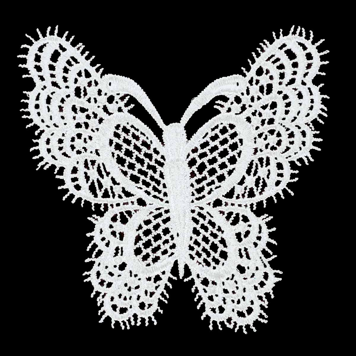 Вставка кружевная (аппликация) (уп. 2 шт) 16,5*14 см &quot;Бабочка&quot; белая,черная