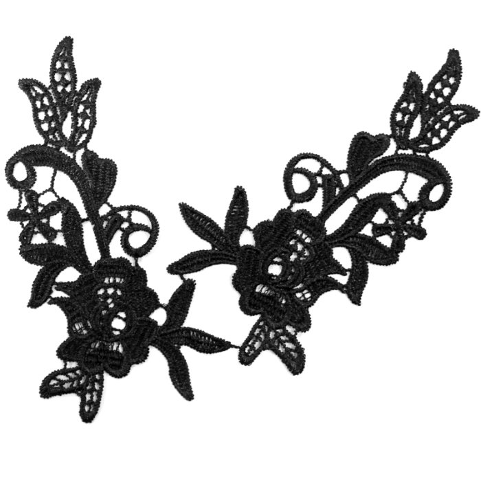Вставки кружевные (аппликация) (уп. 2 пары) 14,0*7,0 см 62919 белая, черная