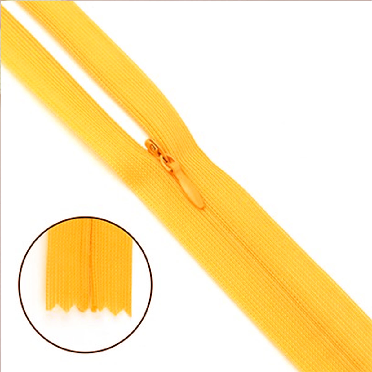 Молния "потайная" тип 0 20 см н/р (уп. 50 шт) № 006 ДС желтый