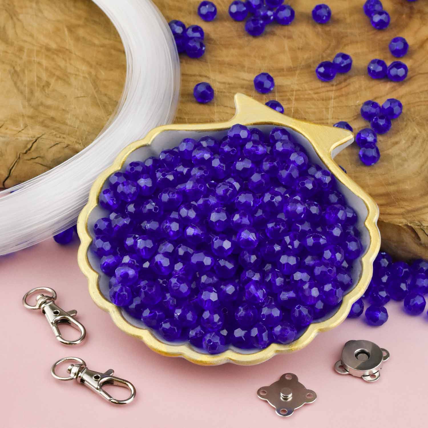 Набор для плетения сумки из бусин прозрачный василек