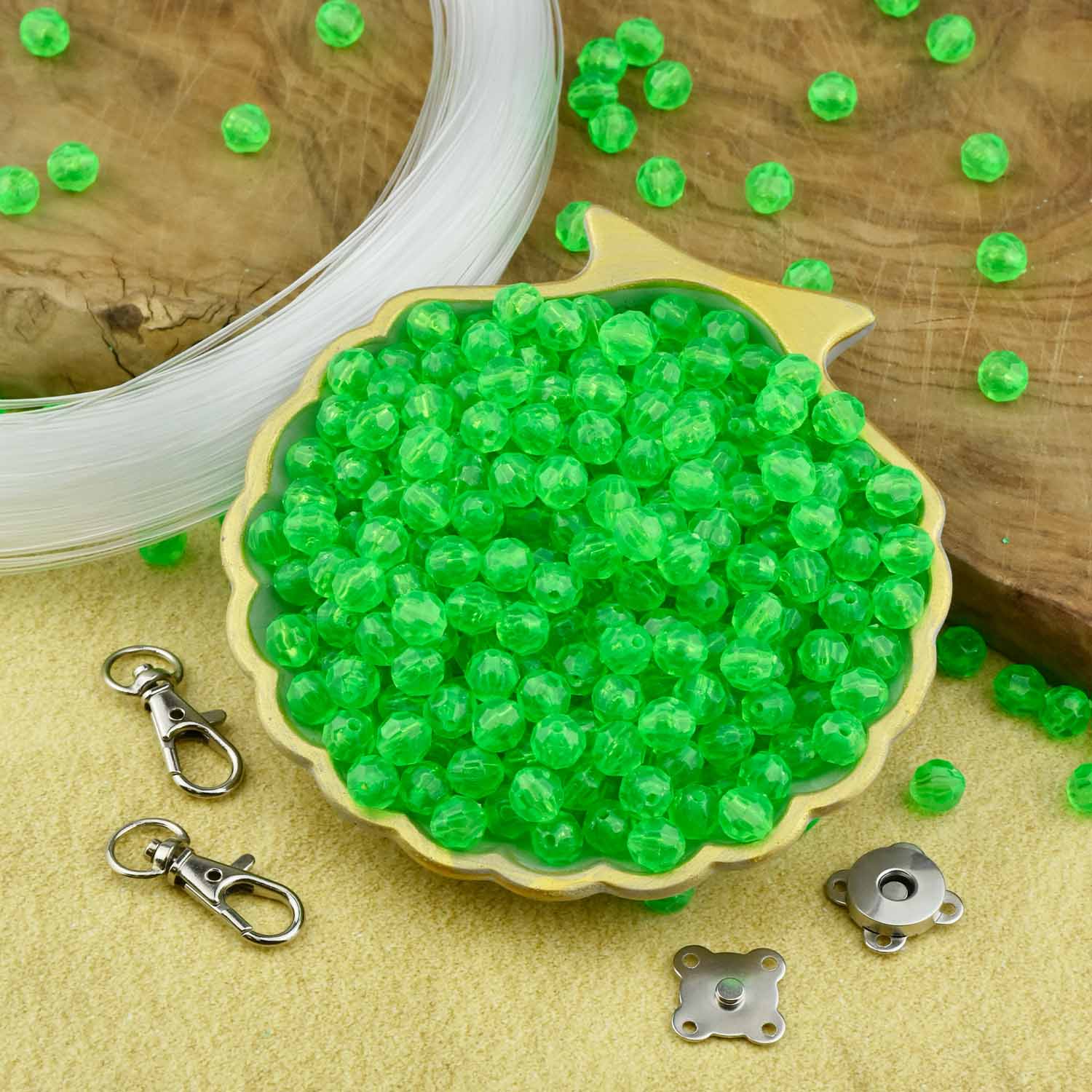Набор для плетения сумки из бусин прозрачный зеленый