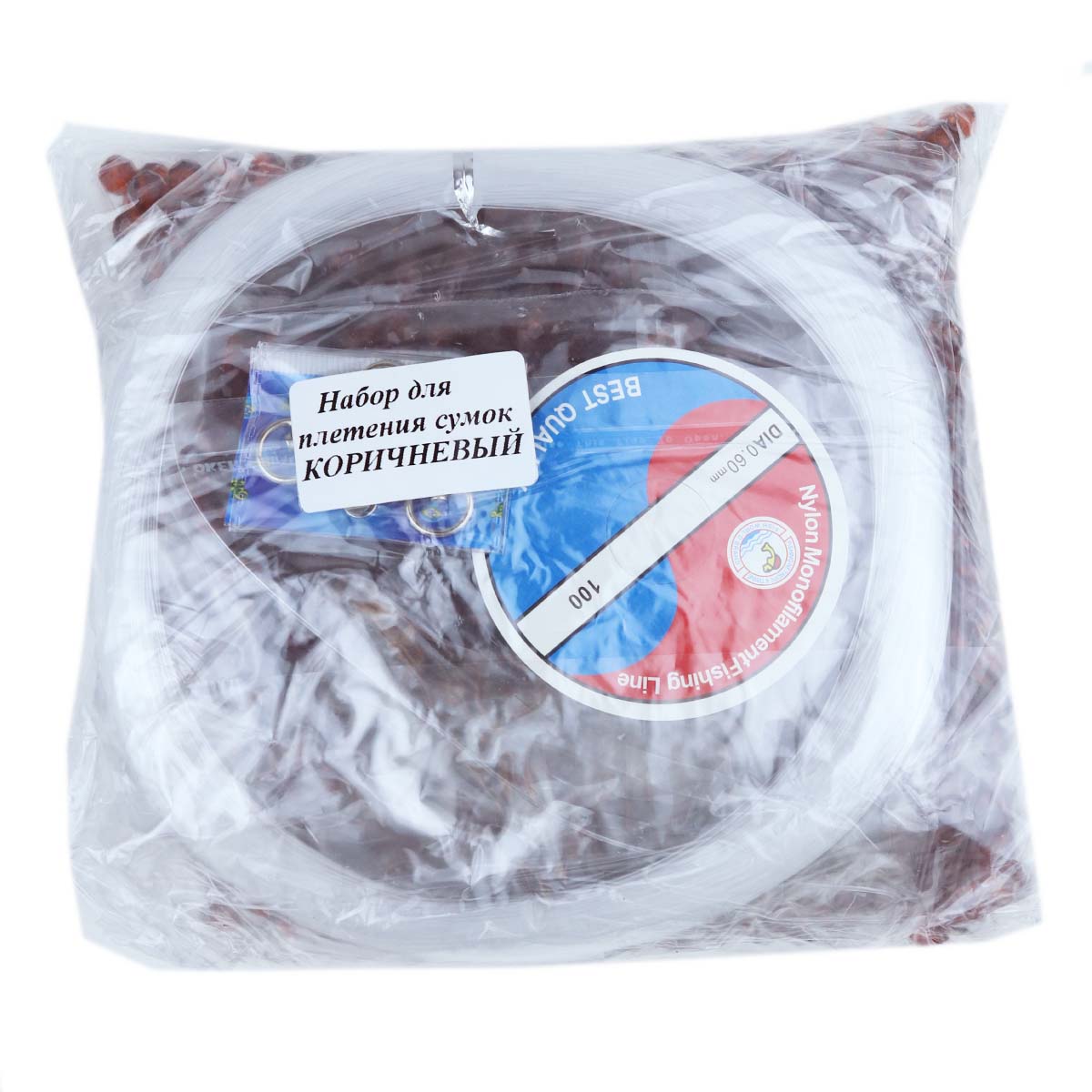 Набор для плетения сумки из бусин прозрачный коричневый