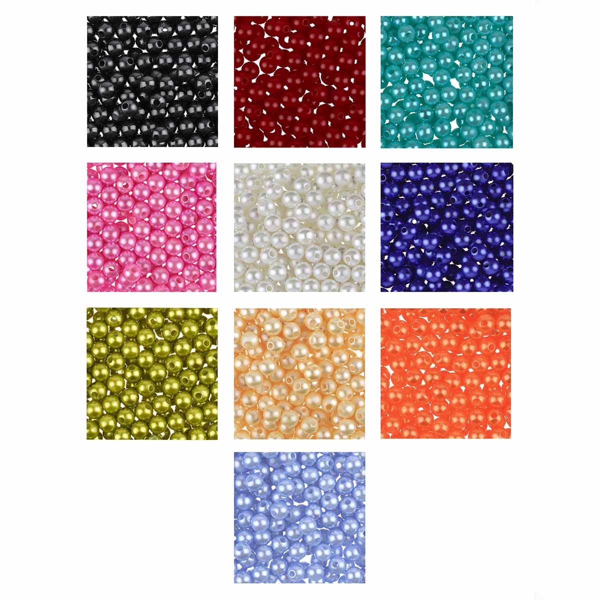 Набор бусин под жемчуг ассорти диам. 6 мм (уп. 10 пак. по 10 гр)
