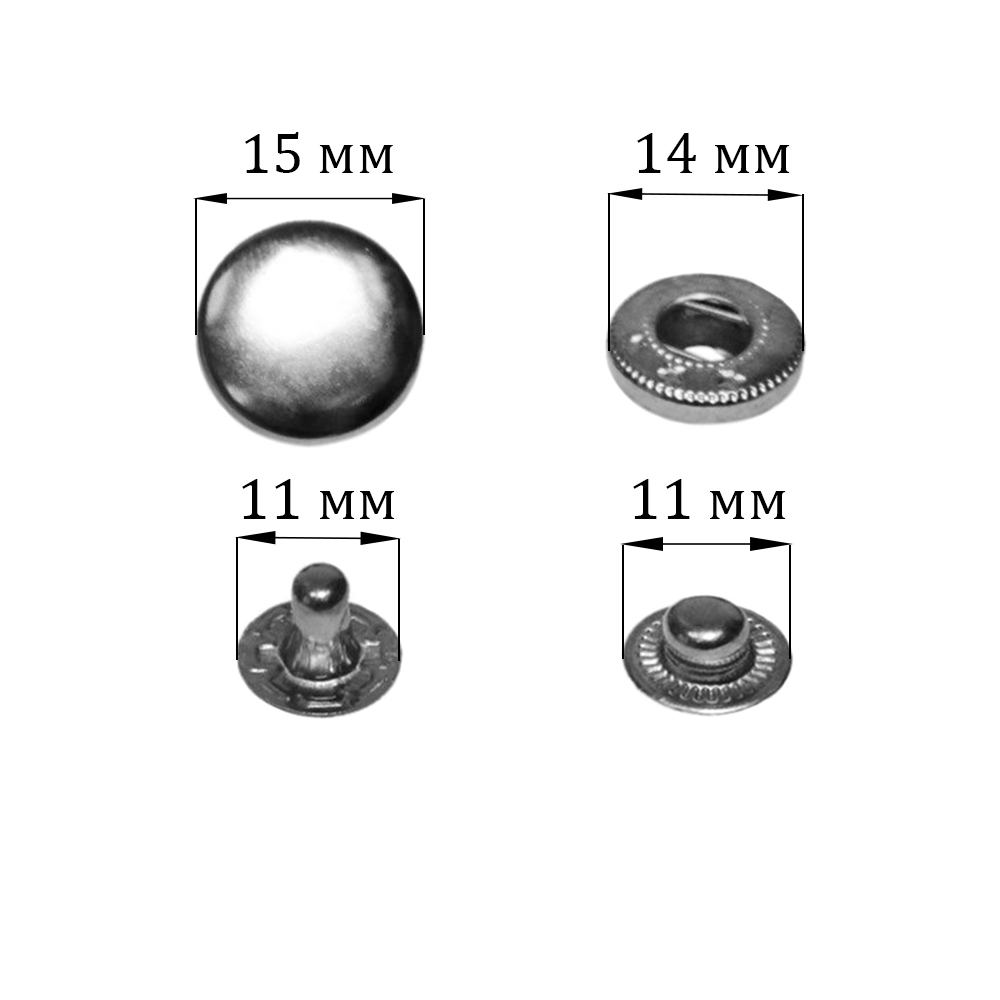 Кнопки курточные &quot;Альфа&quot; (уп. 1000 шт.) арт. 831 диам. 15 мм (диам. нижней части 14 мм) никель