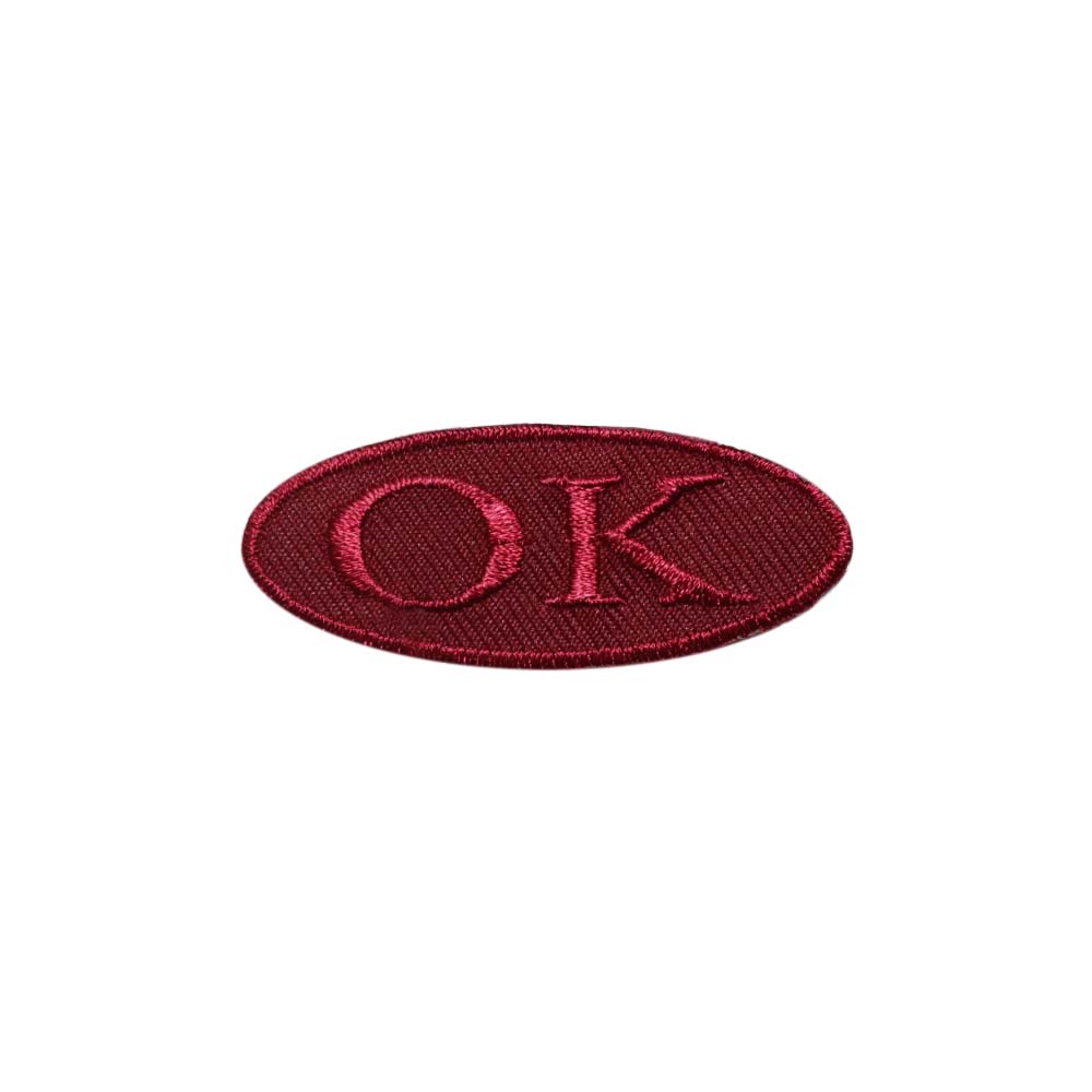 Лейбл клеевой &quot;OK&quot; (уп.20 шт) овал 65х25 мм бордо