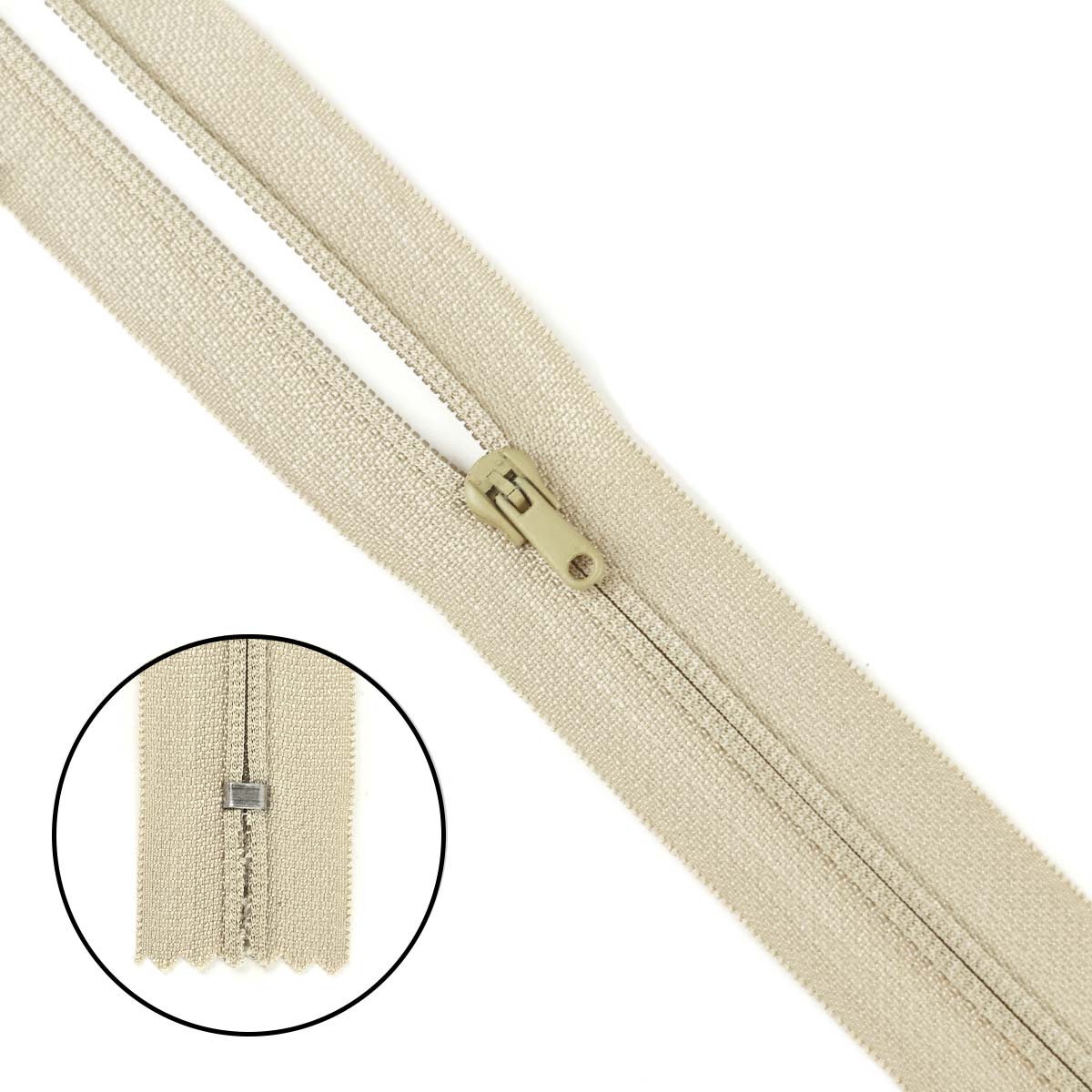 молния полупотайная тип 3 (уп. 10 шт) 18 см н/р № 307 ДС бежевый