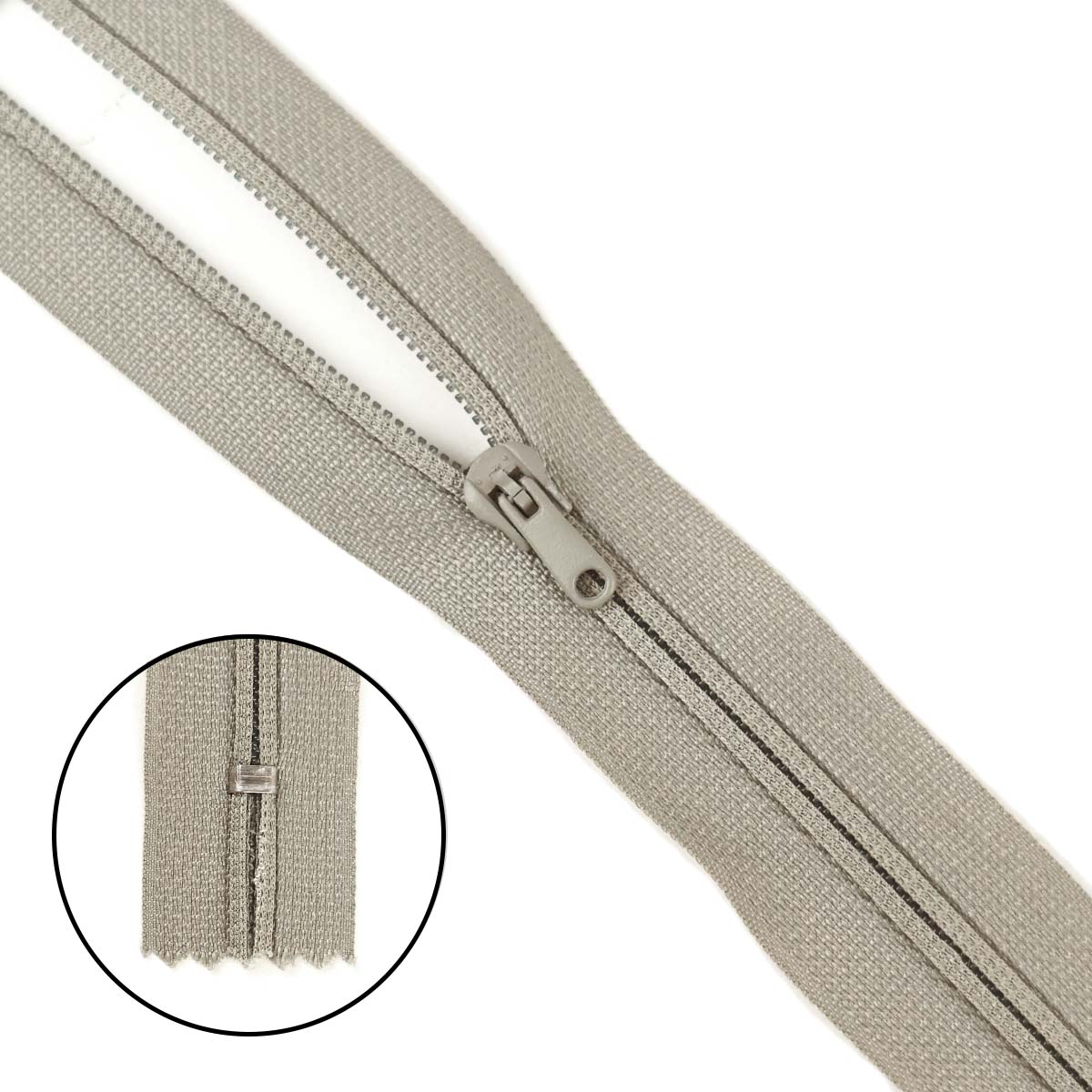 молния полупотайная тип 3 (уп. 10 шт) 18 см н/р № 351 ДС светло-серый