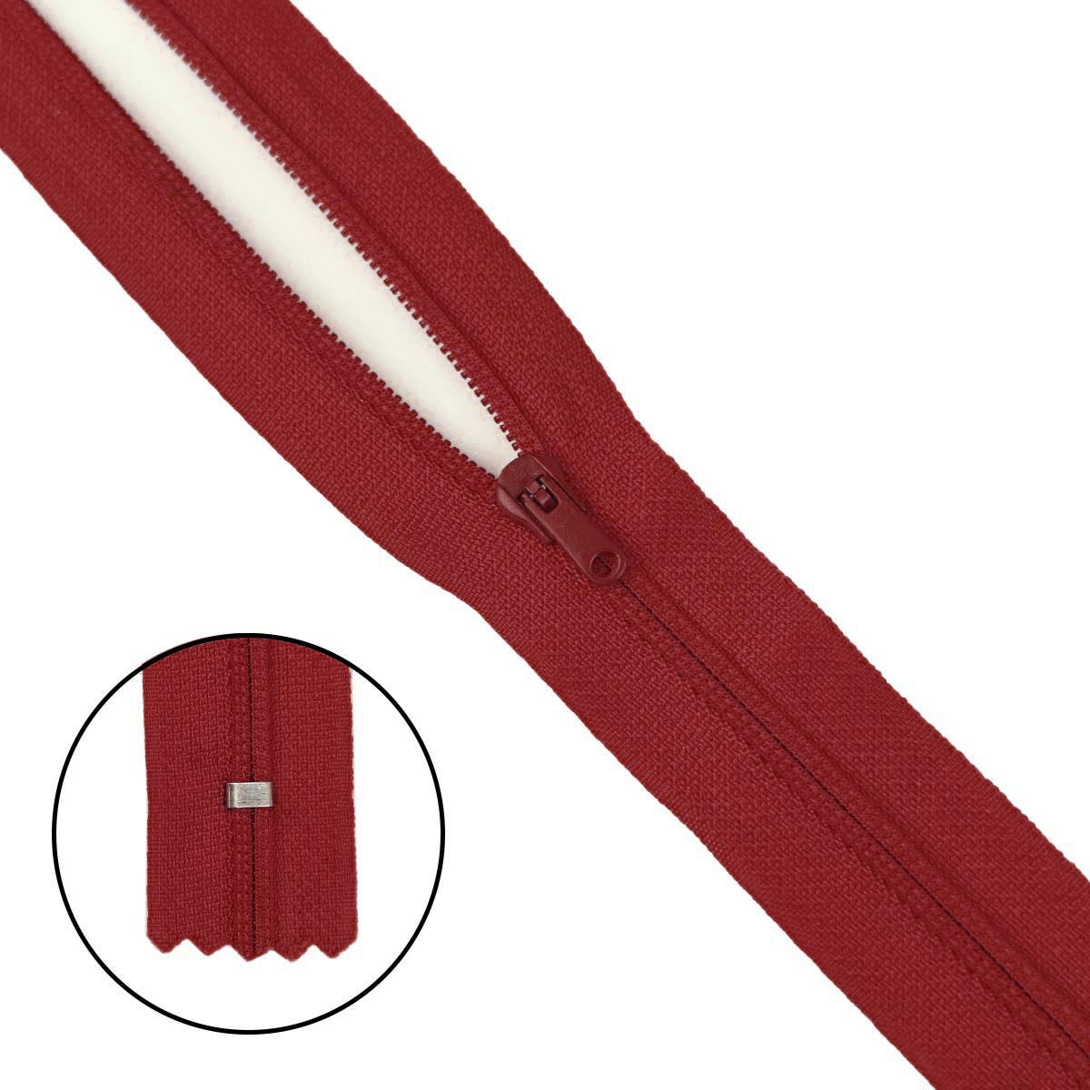 молния полупотайная тип 3 (уп. 10 шт) 20 см н/р № 258 ДС красный