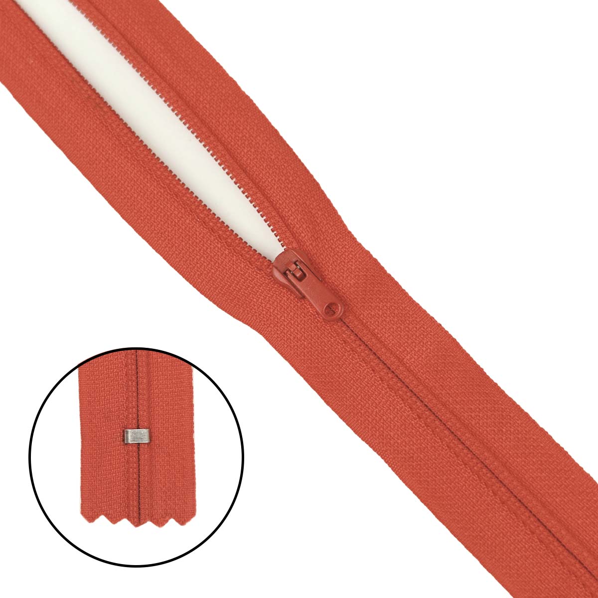 молния полупотайная тип 3 (уп. 10 шт) 25 см н/р № 016 ДС красный