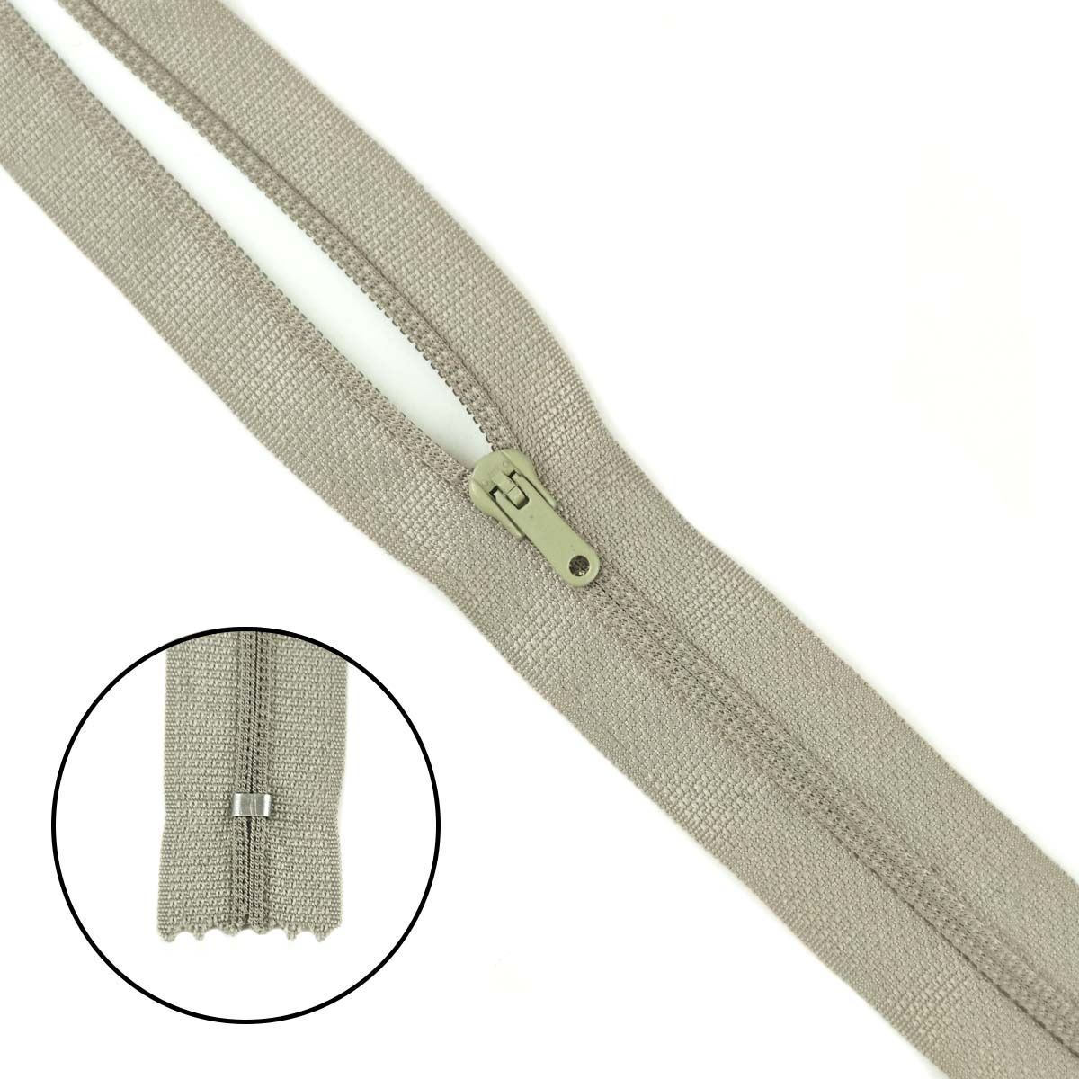 Молния полупотайная тип 3 (уп. 10 шт) 25 см н/р № 337 ДС серо-бежевый