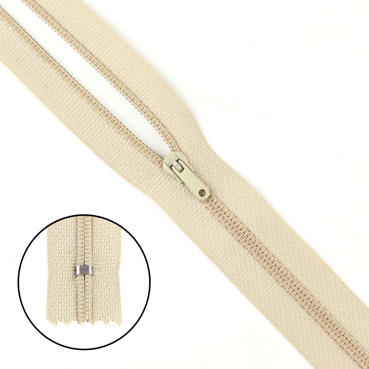 Молния полупотайная тип 3 (уп. 10 шт) 25 см н/р № 341 ДС бежевый