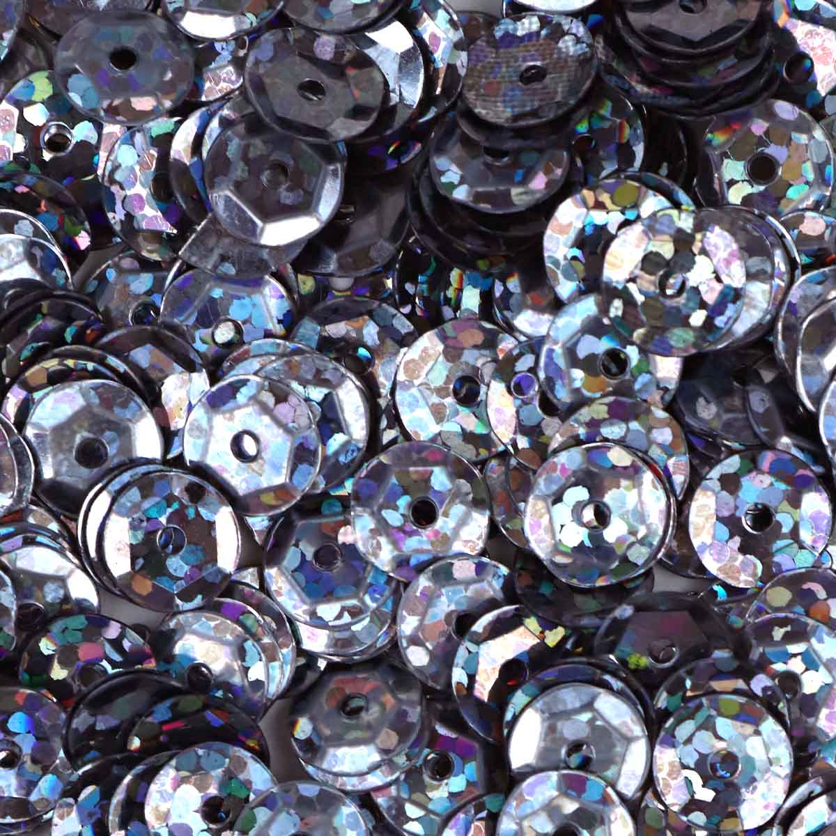 Пайетки (уп.50гр) диам.6 мм голограф. (В15) серый