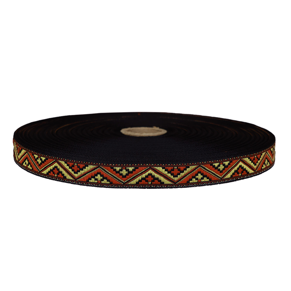 Лента отделочн. жаккард. арт. 1851 рис. 9394 шир. 18 мм черно/красный (уп. 50 м)