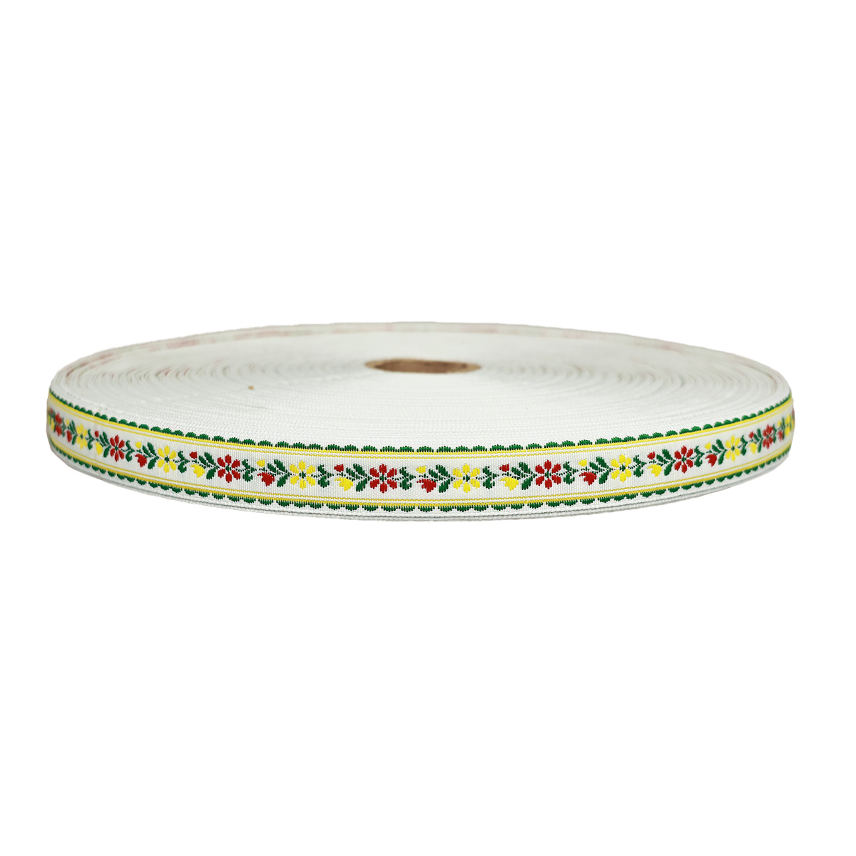 Лента отделочн. жаккард. арт. 1851 рис. 8749 шир. 18 мм бело/зеленый (уп. 50 м)