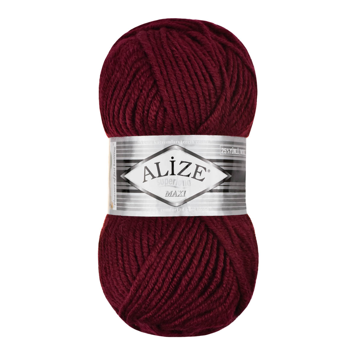 Пряжа Alize &quot;Superlana maxi&quot; (25% шерсть, 75 % акрил) 5 шт.х 100 г/ 100 м № 057 вишня