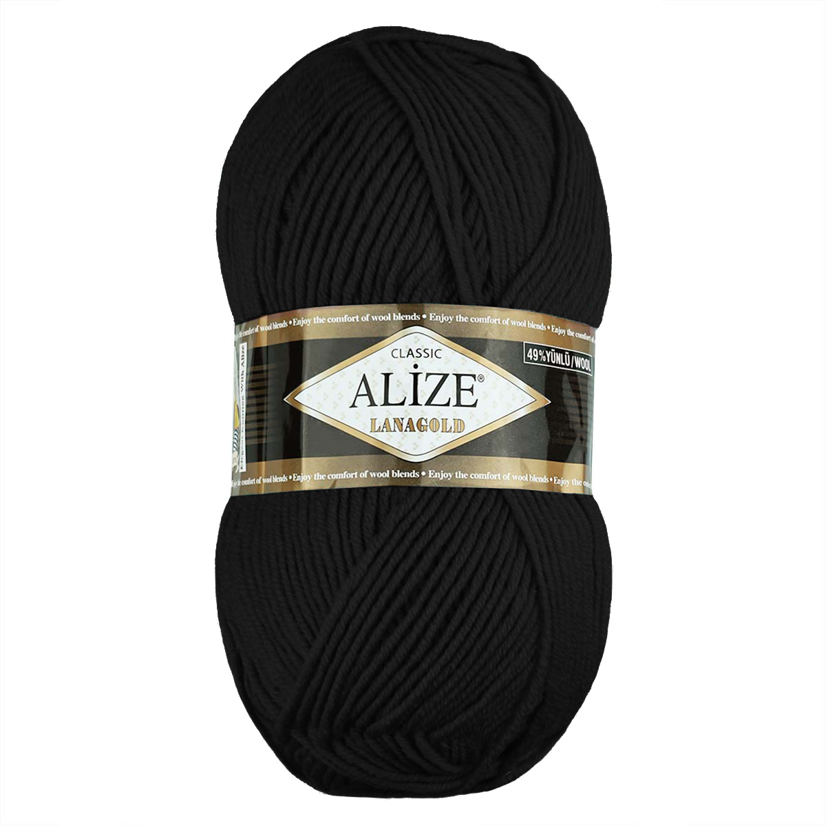 Пряжа Alize &quot;Lana Gold&quot; (49% шерсть, 51 % акрил) 5 шт.х 100 г/ 240 м № 060 черный