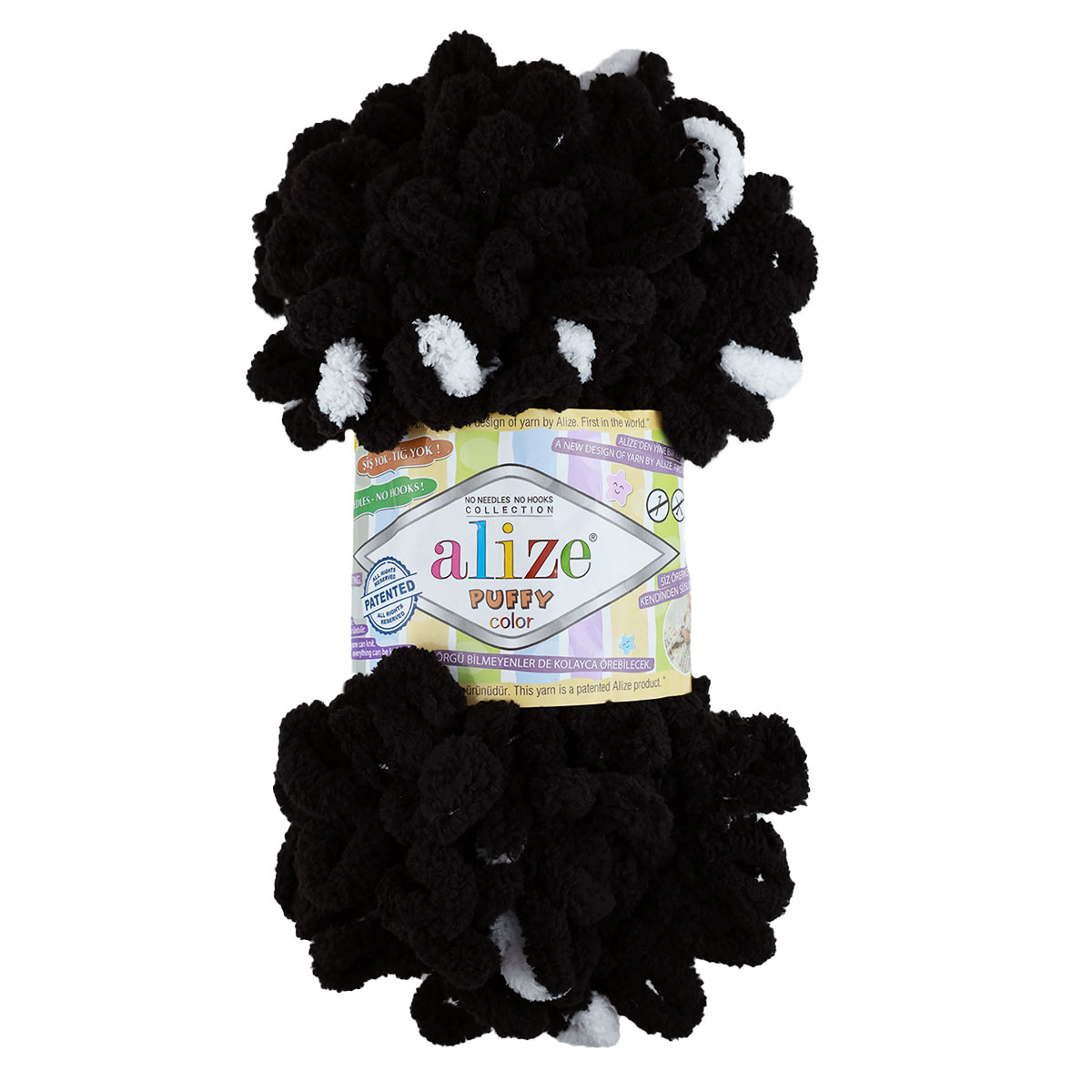 Пряжа Alize &quot;Puffy Color&quot; (100 % микрополиэстер) 5 шт.х 100 г/ 9 м № 6543 черно-белый