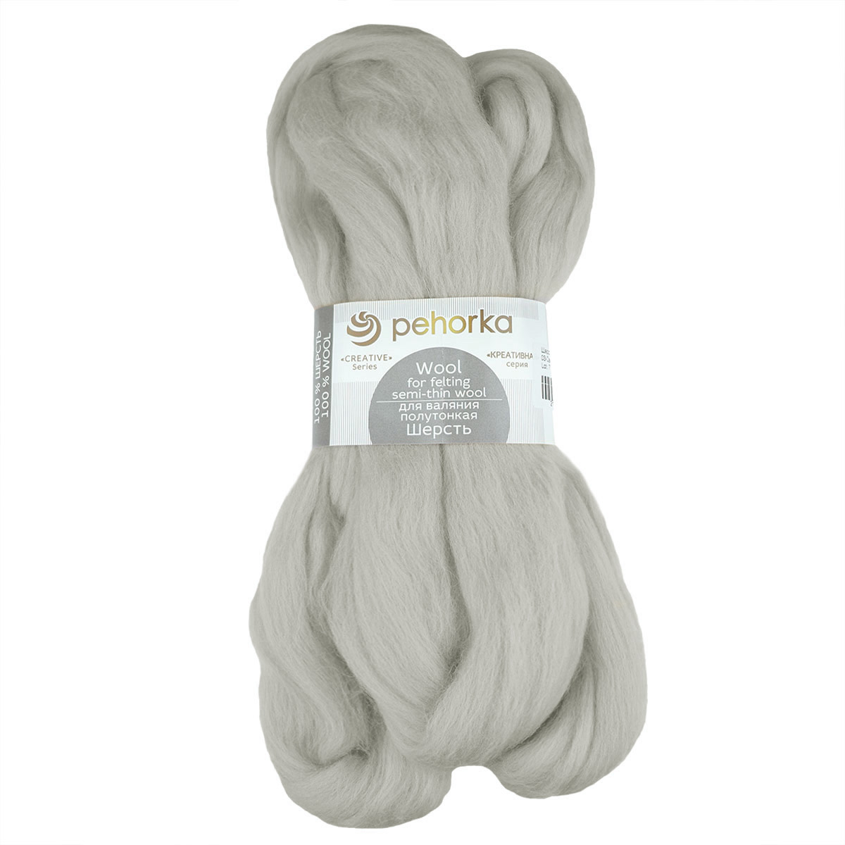 Шерсть для валяния Пехорка полутонкая (100 % шерсть) 50 г № 254 пепел