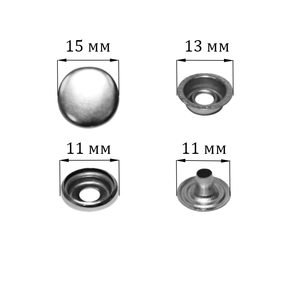 Кнопки курточные (уп. 1000 шт.) арт. 202 диам. 15 мм никель