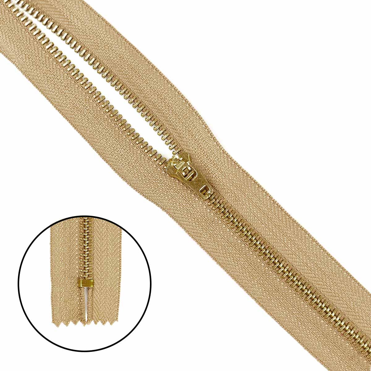 Молния джинсовая латунь тип 5 18 см н/р замок полуавтомат № 294 ДС бежевый